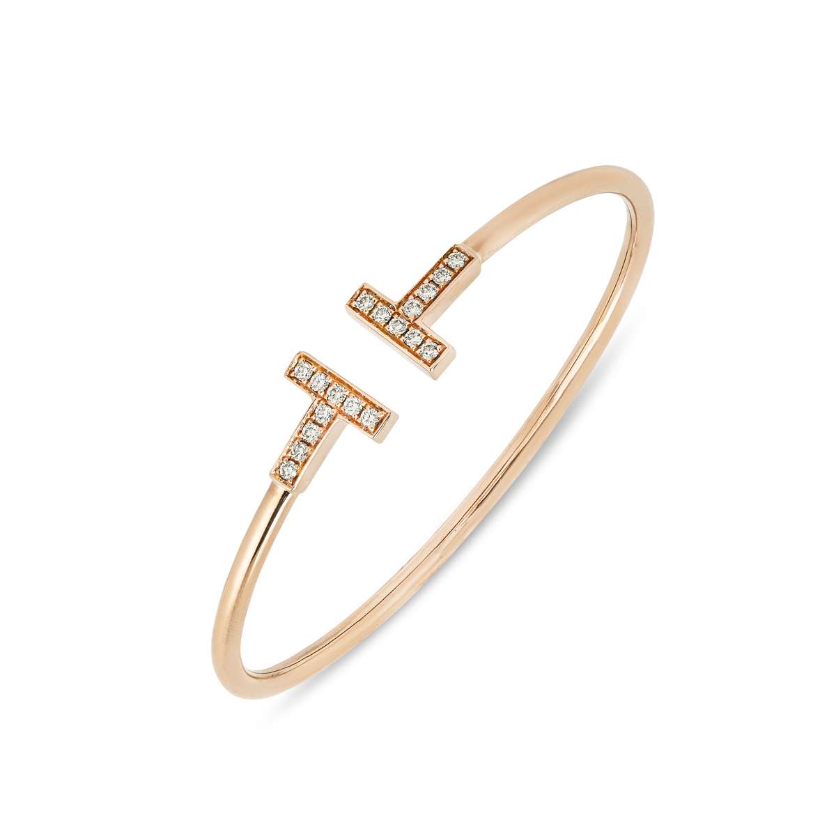 Tiffany & Co. Rose Gold Tiffany T Diamond Wire Bracelet Size Small 0.24ct 60010768 Tiffany & Co. Rose Gold Tiffany T Diamond Wire Bracelet Size Small 0.24ct 60010768